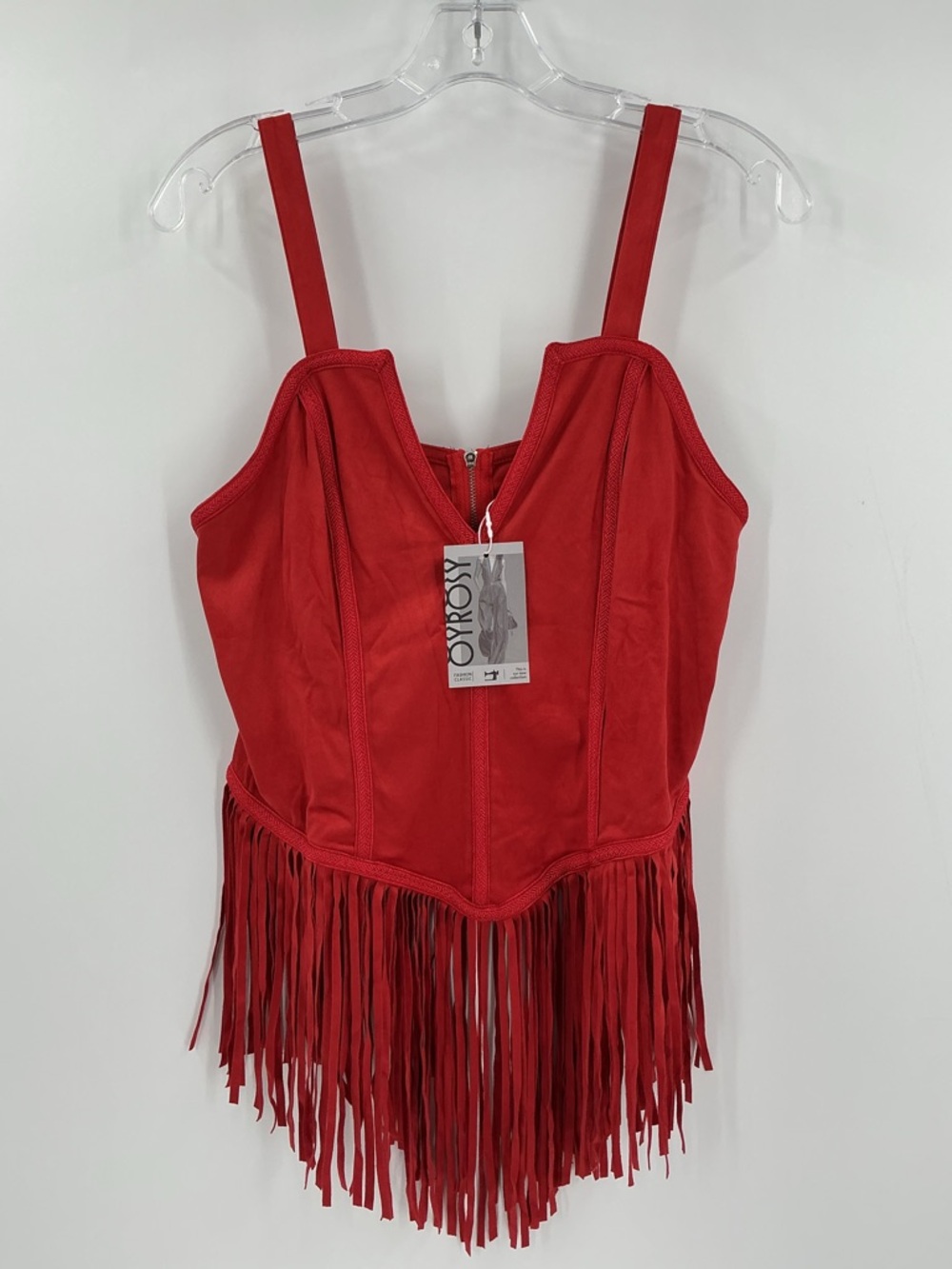 oyrosy fringe tank top red new medium - Picture 6 of 8